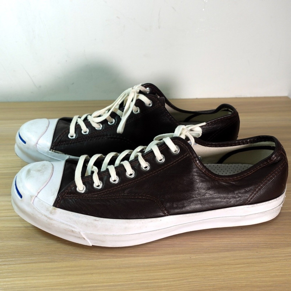 Converse Jack Purcell Sneakers 12 M Brown Leather Lace Up Retro Athletic Low Top